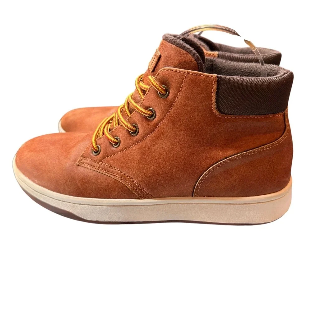 Polo Ralph Lauren Court Sneaker Boot Kids 5 Brown High Top Lace Up Sneakers